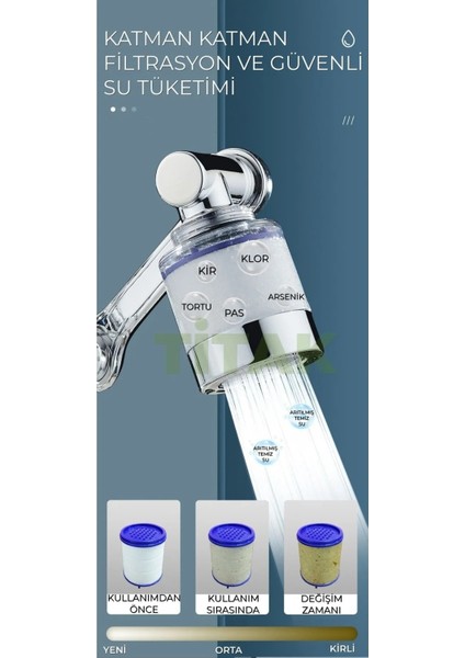 Filtreli Mutfak Banyo Musluk Başlığı 180 Derece Dönebilen Fonksiyonel Evrensel Büyük Boy fiyatları