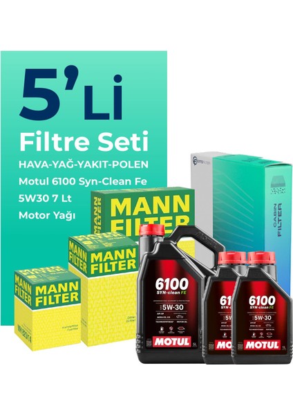 MANN Nissan Skystar 2.5 Dizel Filtre Bakım Seti Motul Motor Yağlı (1997-2008) 5 Li