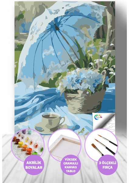 Huzurlu Piknik Sayılarla Boyama Seti, Hobi Seti, 40X50 Tablo, Fırça Boya, Numaralı Tuval