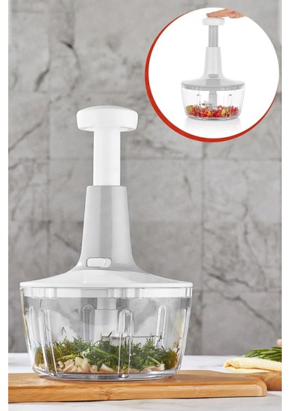 Yakut Üstten Basmalı El Rondo Blender Çelik Bıcaklı Beyaz