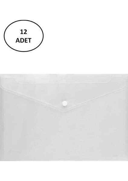 Abka Şeffaf Çıtçıtlı Dosya A3 Döküman Dosyaları 12 Adet