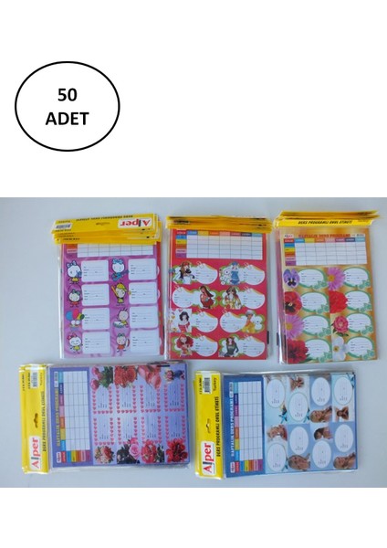 Alper 3'lü Kız Erkek Okul Etiketi 50 Adet
