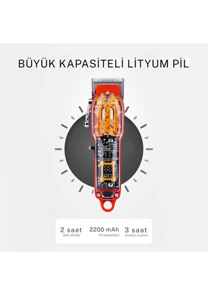 Dearling Şarjlı Saç Kesme Makinesi 3 Saat Çalışma Süresi Kırmızı