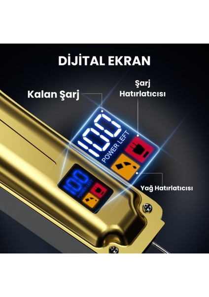Boost 3 Gold Ayarlanabilir Başlıklı Dijital Göstergeli Şarjlı Profesyonel Saç Kesim Makinesi