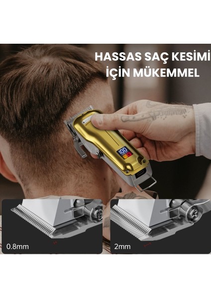 Boost 3 Gold Ayarlanabilir Başlıklı Dijital Göstergeli Şarjlı Profesyonel Saç Kesim Makinesi