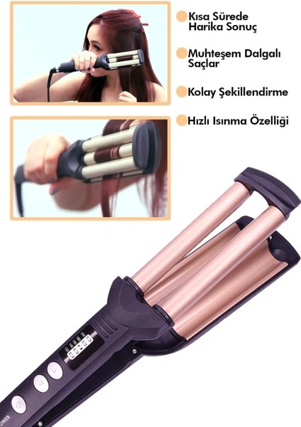 Dp-13 Saç Şekillendirici Seramik Kaplı Su Dalga Maşası