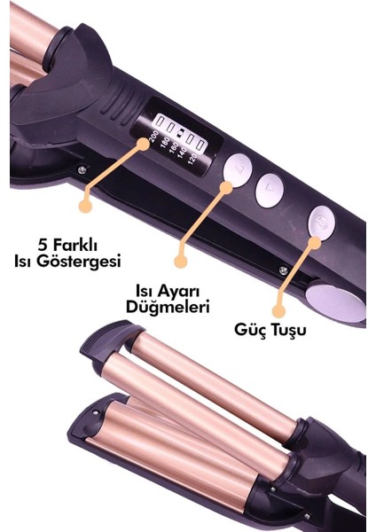 Dp-13 Saç Şekillendirici Seramik Kaplı Su Dalga Maşası