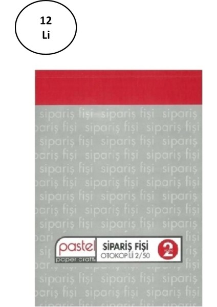 Pastel Otokopili Sipariş Fişi Büyük Boy 2/50 12 Adet