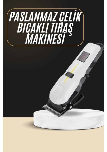 2025 Model Şarjlı Dijital Saç Sakal Tıraş Makinesi Islak Kuru Kullanıma Uygun