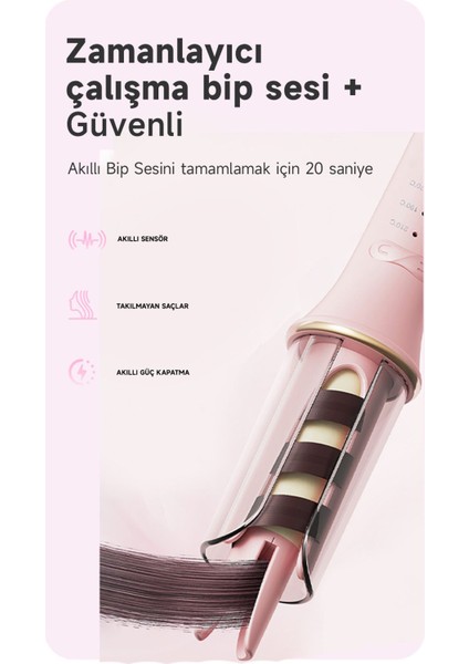 Kalın Dalga Saç Maşası 32mm, Seramik Plaka, Otomatik, Pembe, 210°C, 60mm çap fırsatları