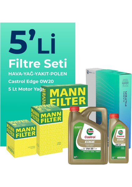 MANN Opel Insignia 1.5 Dizel Filtre Bakım Seti Castrol Motor Yağlı (2018-2023) 5 Li