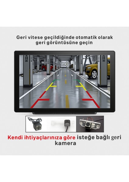 Kablosuz Apple Carplay & Android Auto Uyumlu 9" Dokunmatik Araç Ekranı + Geri Görüş Kamerası + Fm Transmitter + Aux Çıkışlı Multimedya Sistemi