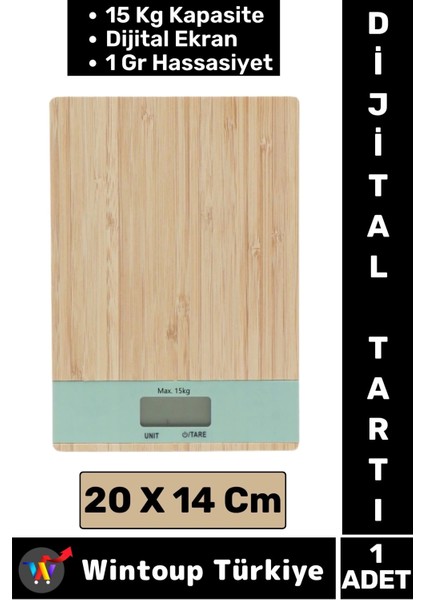 Luxery Dayanıklı Max 15 kg Kapasiteli 1 gr Hassasiyet Ahşap Hassas Dijital Mutfak Terazisi Tartı