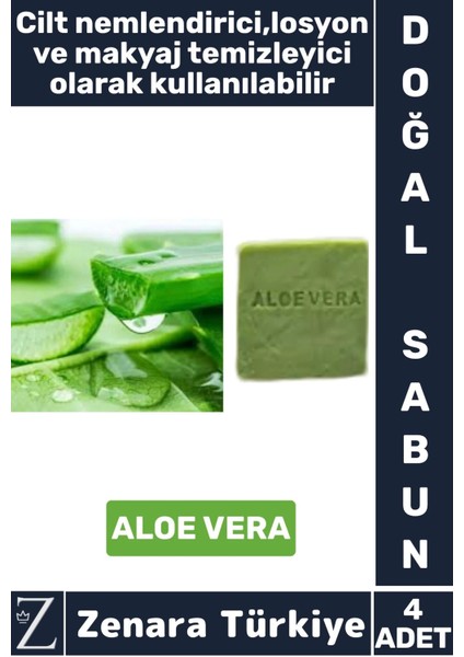 Bitkisel Organik Doğal Saç Yüz Vücut El Kullanım Cilt Nemlendirici Losyon Sabun Aloe Vera 4 Adet
