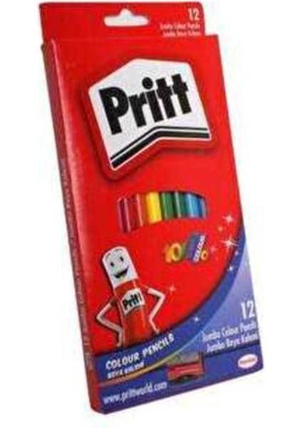 Pritt 1219733 Boya Kalemi 12 Li Jumbo Üçgen Karton Kutu