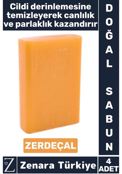 Bitkisel Organik Doğal Saç Yüz Vücut El Kullanım Canlılık Parlaklık Sabun Zerdeçal 4 Adet