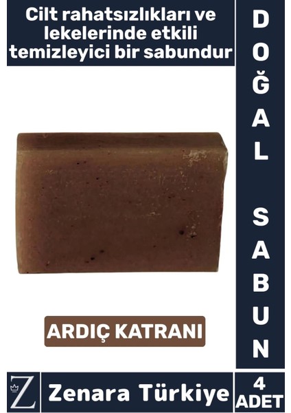 Bitkisel Organik Doğal Saç Yüz Vücut El Cilt Rahatsızlıklarında Etkili Sabun Ardıç Katranı 4 Adet