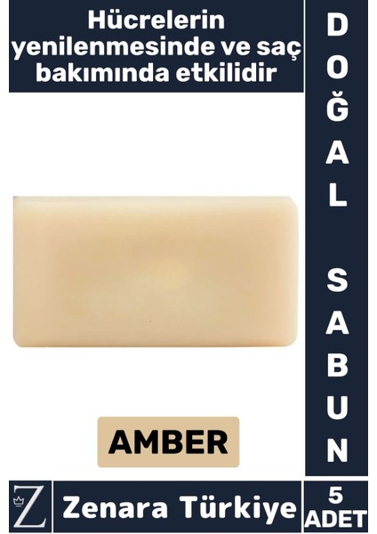 Bitkisel Organik Doğal Saç Yüz Vücut El Kullanım Cilt Onarım Saç Bakım Sabunu Amber 5 Adet