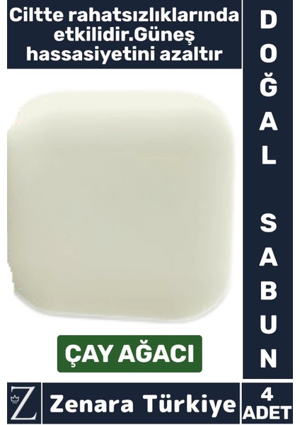 Bitkisel Organik Doğal Saç Yüz Vücut El Kullanım Güneş Hassasiyeti Azaltan Sabun Çay Ağacı 4 Adet