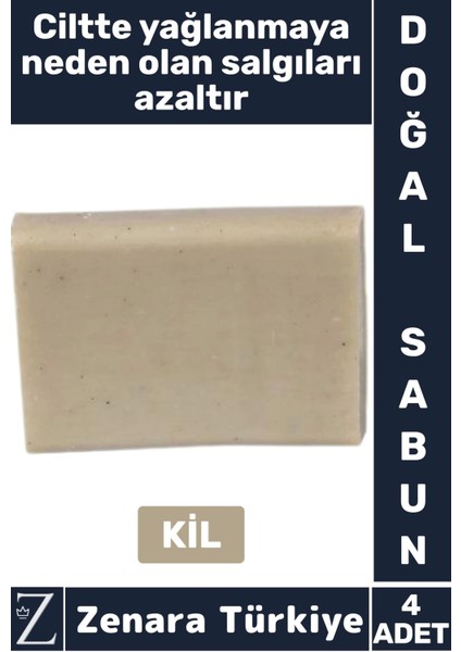 Bitkisel Organik Doğal Saç Yüz Vücut El Kullanım Hassas Kuru Ciltler İçin Sabun Kil 4 Adet