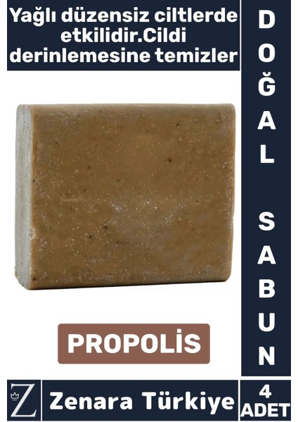 Bitkisel Organik Doğal Saç Yüz Vücut El Kullanım Cilt Temizleyici Parlatıcı Sabun Propolis 4 Adet