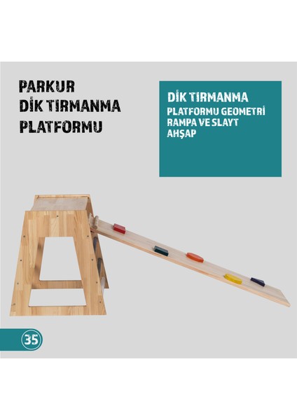 Montessori Dik Pikler + Geometrik Rampa ve Kaydırak Seti (2'li Set)