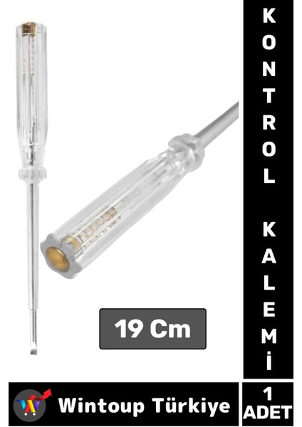 Premium Ergonomik Ev Atölye Tamirat Vidalama Düz Uçlu Kontrol Kalemi 19 cm