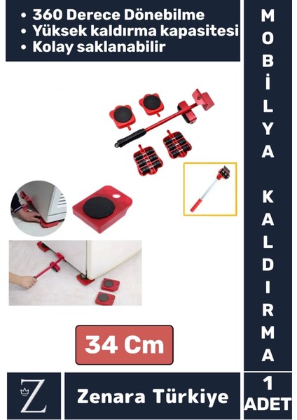 Premium Kompakt Abs Plastik Tekerlekli Beyaz Eşya Mobilya Kaydırma Aleti Aparatı Krikolu Seti