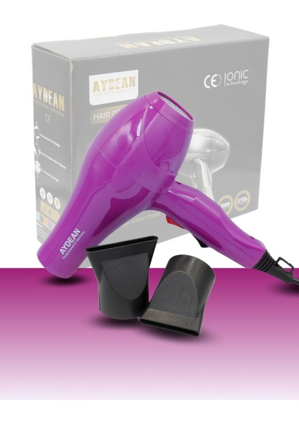 TeknoTrust 4200 W güçlü profesyonel saç kurutma makinesi, mor renk, kolay kullanım, 2 hız ve 2 ısı ayarı fiyatları