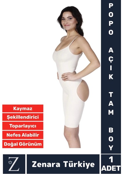 Iz Iç Göstermez Kaymaz Vücut Şekillendiren Sıkılaştıran Toparlayan Tam Boy Popo Açık Korse