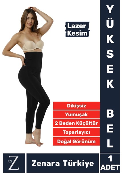 Gündelik Doğal Görünüm 2 Beden Incelten Vücut Toparlayan Çift Kat Lazer Kesim Yüksek Bel Korse Tayt