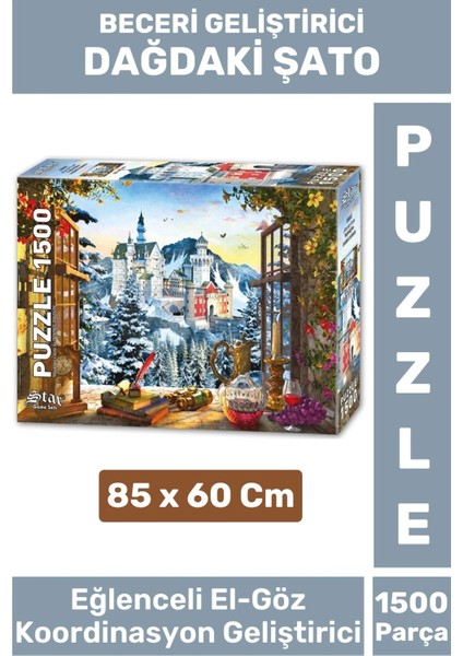 Eğlenceli Eğitici El Göz Görsel Algı Hafıza Beceri Geliştirici 1500 Parça Puzzle Dağdaki Şato