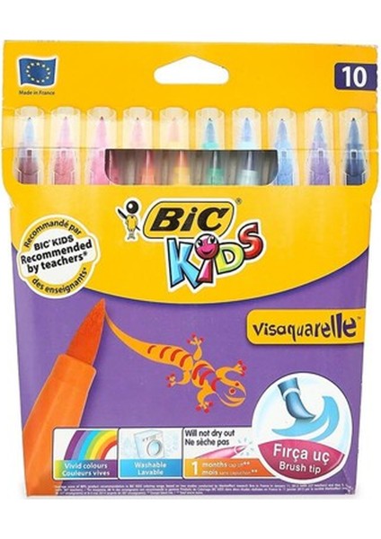 Bic Visa Fırça Uçlu Keçeli Boya Kalemi 10'lu