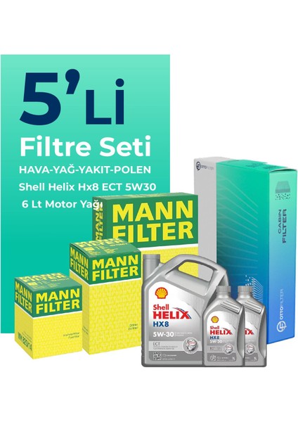 MANN Isuzu D-Max 2.5 Filtre Bakım Seti Shell Motor Yağlı (2012-2017) 5 Li