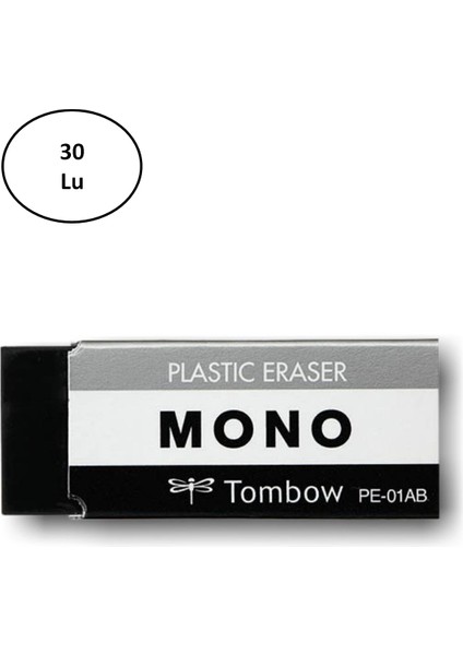 Tombow Mono Silgi, 23X11X55MM, Siyah 30'lu