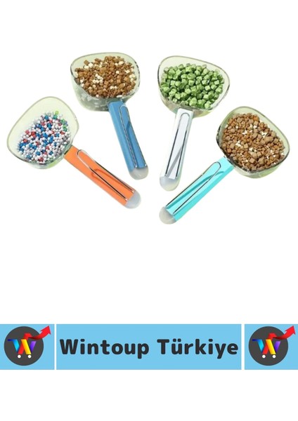 Ergonomik Tutuş Dayanıklı Plastik Hijyenik Klipsli Ölçekli Şeffaf Kedi Köpek Mama Küreği 180 ml fırsatları