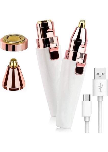 Çift Fonksiyonlu Kablosuz USB Tüy Alma Aleti, Kaş, Bıyık ve Vücut İçin Kullanım