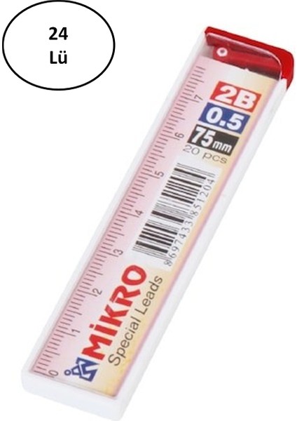 Mikro 75 mm Cetvelli Kurşun Kalem Ucu 0,5mm 24'lü