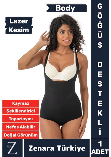 Iz Iç Göstermez Kaymaz Vücut Sıkılaştıran Incelten Toparlayan Lazer Kesim Gögüs Destekli Body Korse