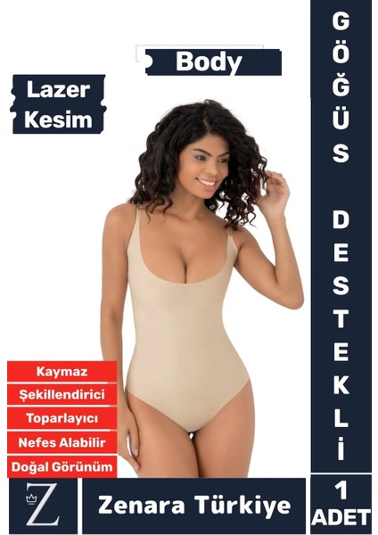 Iz Iç Göstermez Kaymaz Vücut Sıkılaştıran Incelten Toparlayan Lazer Kesim Gögüs Destekli Body Korse
