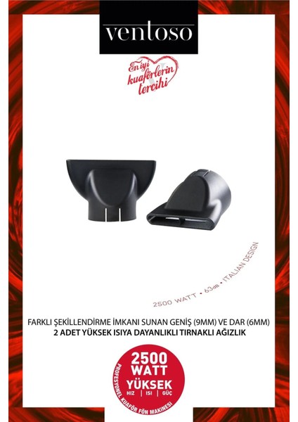 V5 SILEX5000 2500 W Profesyonel Fön Makinesi Siyah Ahşap Fön Fırçalı