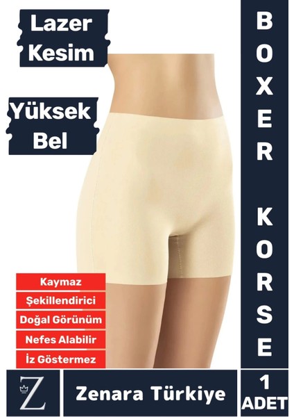 Iç Göstermez Kaymaz Vücut Şekillendiren Sıkılaştıran Toparlayan Lazer Kesim Yüksek Bel Boxer Korse