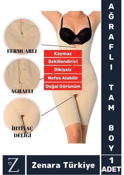 Günlük Vücut Şekillendiren Beden Incelten Toparlayan Ihtiyaç Deliği Fermuarlı Ağraflı Tam Boy Korse