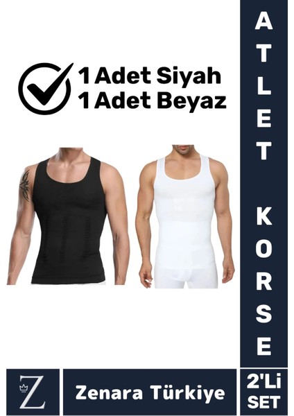 Jinekomasti Dik Duruş Göbek Göğüs Toparlayan Sıkılaştıran Ultra Elastik Erkek Atlet Korse 2 Adet