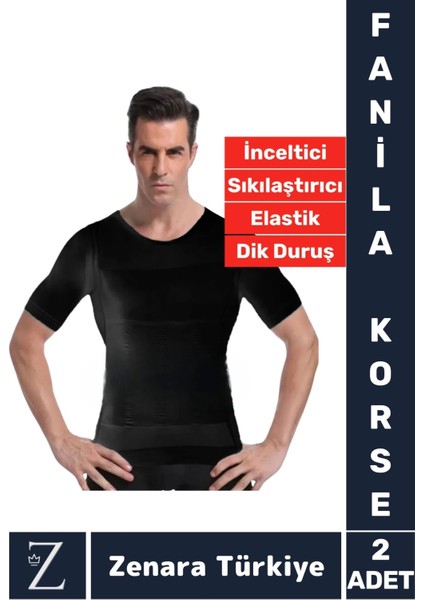 Jinekomasti Dik Duruş Göğüs Göbek Toparlayan Sıkılaştıran Ultra Esnek Erkek Fanila Korse 2 Adet