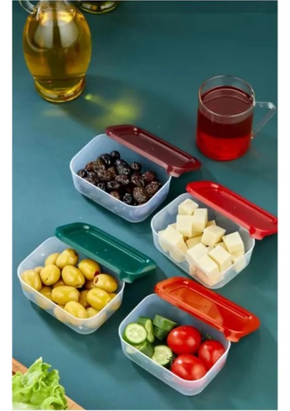 4'lü Kapaklı Saklama Kabı Çerezlik Kahvaltılık Piknik Kabı ROYALEKS-HS-017