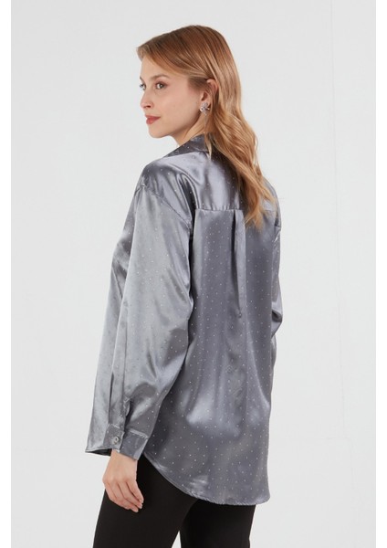 Taşlı Arkası Uzun Saten Gömlek fiyatları