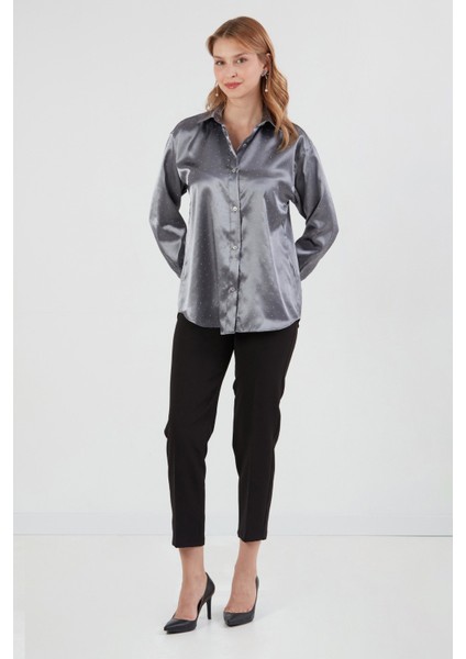 Taşlı Arkası Uzun Saten Gömlek fırsatları