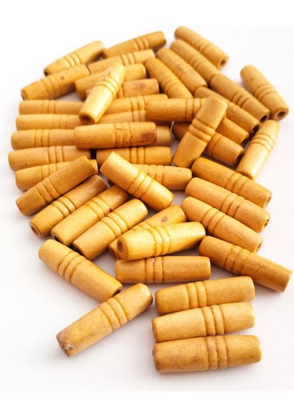100 gr (225 Adet) Ahşap Boncuk 25 mm Boy x 10 mm En Doğal Ahşap Makrome El Işi Çanta fiyatları