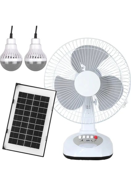 3 Kademeli Fan Vantilatör Ampul - Ledli - Solarlı Powerbank (4887)